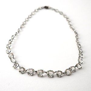 Vintage Prong Set Open Back Crystal Choker Necklace